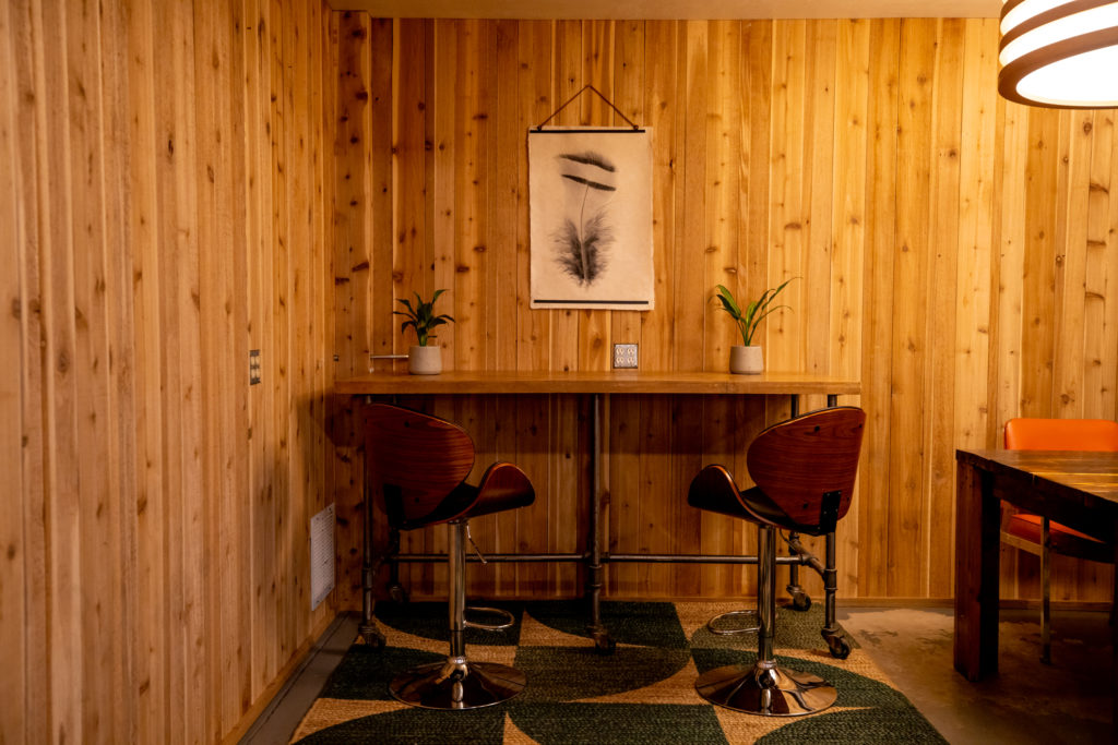 office with wood background
